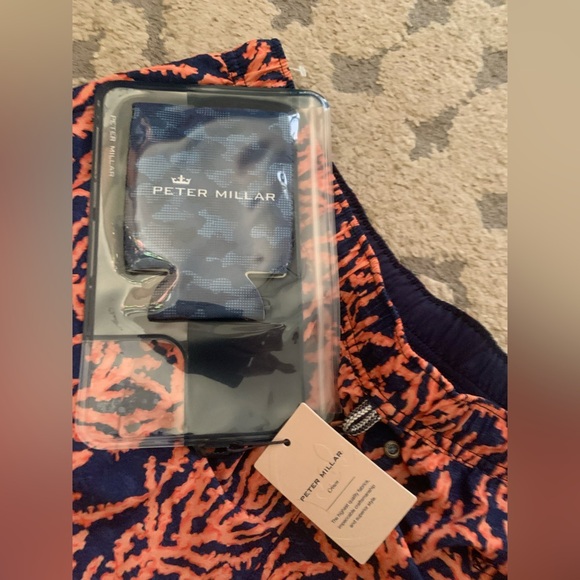 Peter Millar Orange and Blue Swim Trunks Relaxed Fit - Picture 13 of 14